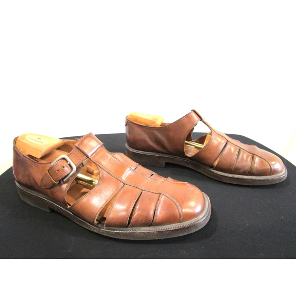 Salvatore Ferragamo Brown Leather Fisherman Sandals Men Sz 11 EE main image 5